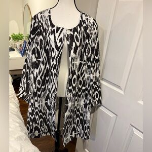 Guillaume Black White Abstract Print Jacket Coat 2X Plus Size Statement